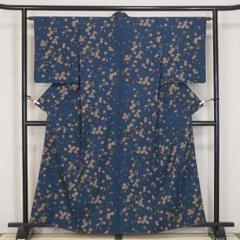躾糸付未使用　単衣　正絹紬　薄青　カジュアル　155cm　ランチ会　l010 躾糸付未使用単衣正絹紬薄青カジュアル155cmランチ会l010