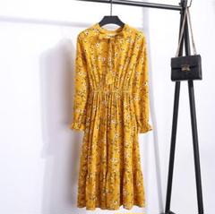 お値下げ!春夏オススメ♬体型カバーにも☺︎ 花柄胸元リボンワンピース
