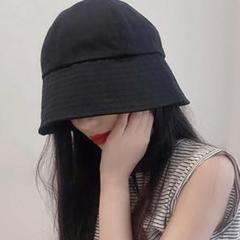 バゲットハット 帽子 UV ユニセックス 韓国 ブラック シンプル