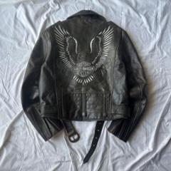 美品／希少デザイン☆Harley Davidson　ダブル　ライダース　レザー HARLEY DAVIDSON ダブル ライダースジャケット レザージャケット