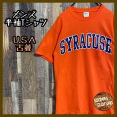 メンズ 半袖 Tシャツ オレンジ カレッジロゴ S USA古着 90s