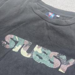 フロントロゴ　90s old stussy Tシャツ　USA製　紺タグ　迷彩
