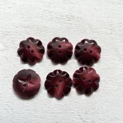 ボタンまとめ売り6個グラデ花　濃赤