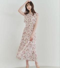 美品　SNIDEL フリル　プリントプリーツワンピース　フラワー　花柄　ピンク 2025年最新】snidel フリルプリーツプリントワンピースの人気