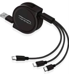 巻取り式充電ケーブル 3in1 Micro USB ケーブル/Type-C