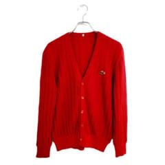 ラコステ カーディガン 赤 ロゴワッペン M カジュアル 上品 おしゃれ 羽織り