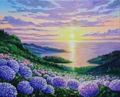 夕刻の紫陽花】アクリル画 F3 風景画 絵画 - メルカリ