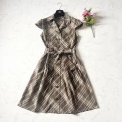 【美品】バーバリー ノバチェック ベルト付 シャツワンピース ベージュ L