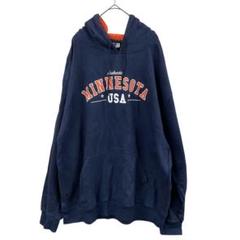 オキウェア　メンズパーカー　紺　2XL 大きいサイズ 英字入り【2291】