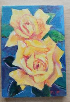 最高級プラチナ箔で青薔薇　超美品！値下げ交渉あり。アクリル画　絵画 2025年最新】絵画薔薇の人気アイテム - メルカリ