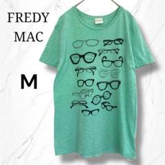 【FREDY MAC】サングラス・メガネデザインプリント 半袖TシャツMグリーン