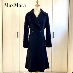 極美品 マックスマーラ 銀タグ アルパカ 女優襟 ロングコート 黒