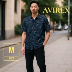 【美品】AVIREX アロハシャツオープンカラー　半袖メンズ　A.C.ソルジャー