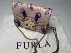 FURLA　ショルダーミニバッグ　サイズ16㎝　鳥デザイン　チェーン120㎝　袋