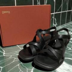 美品　カンペール　CAMPER (36) レザークロスストラップサンダル　ヒール