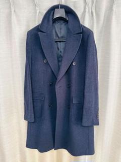 ナノユニバース library チェスターコート ダブル S グレー カシミヤ混 ナノユニバース library チェスターコート ダブル S グレー