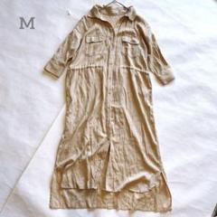 ドゥドゥ　シャツワンピース　ロング　ウエスト紐付き　ゆったり リラックス　38