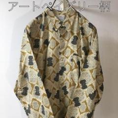 アートペイズリー柄 アートシャツ レトロアート柄 総柄 マルチカラー バイカラー
