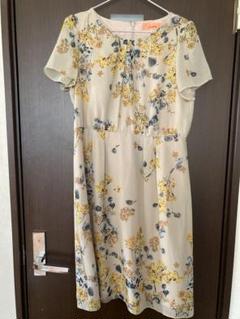 スーナウーナ　花柄 半袖ロングワンピース ウエストリボン付き　サイズ40 スーナウーナ 花柄 半袖ロングワンピース ウエストリボン付き