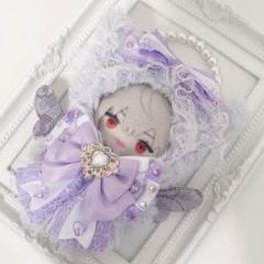 にじぱぺっと♡10cmサイズ ぬい服♡パープル♡ねこちゃん チャーム付き♪