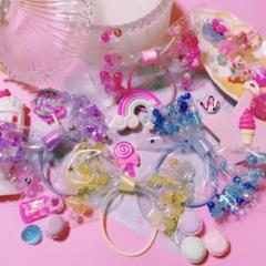 ヘアゴム リボン♡ユニコーンカラー