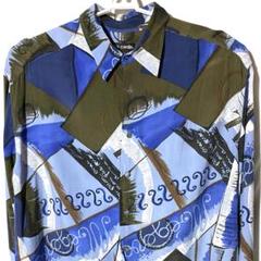 ヴィンテージ L XL レーヨン 柄 総柄 長袖 シャツ