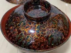 新品3.2万美術品❗️天然木津軽唐塗朱色蓋付き椀 美術品天然木津軽唐塗朱色蓋付き椀 直径12.7cm 高さ7.5cm（汁椀