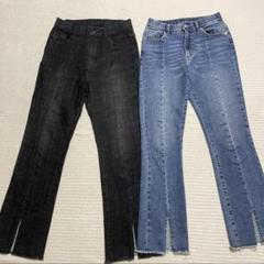 ボンジュールサガン ジーンズ デニムパンツ フロントスリットデニム S M