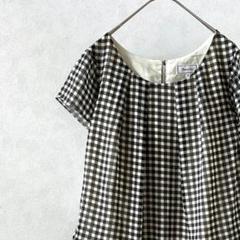 Anatelier ひざ丈ワンピース チェック柄 ウエストゴム シンプル 裏地