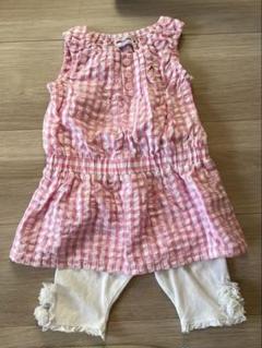 MIKI HOUSE チェック柄チュニックとレギンスセット 80