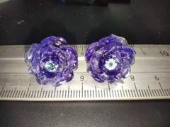 ピアス　薔薇　紫　アクアマリン
