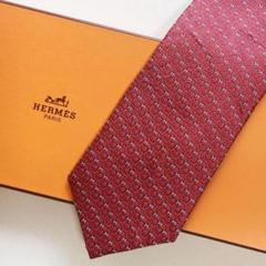 エルメス HERMES ネクタイ ワインレッド H織りタイ ファソネH H柄