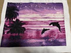 【クロスステッチ完成品】夕日の海 sea of sunsetのサムネイル