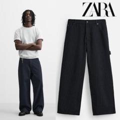 完売品⭐︎ZARA ザラ ストライプ柄リラックスフィットパンツ 42のサムネイル