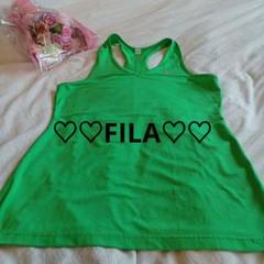 ♡♡FILA グリーン タンクトップ Lサイズ ユニセックス ランニングスポーツ