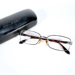 【美品】BVLGARI ブルガリ　スクエア　フルリム　メガネ　度入り　ベッコウ