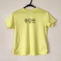 【リーボック】プリントTシャツ　スポーツウェア　レモンイエロー　吸湿速乾　L