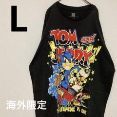 トムとジェリー ヴィンテージ調 プリントTシャツ ブラック ビックプリントのサムネイル