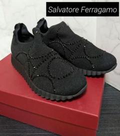 美品✨サルバトーレフェラガモ　フェラガモ　レザースニーカー　ネイビー　25cm サルバトーレフェラガモ(salvatore ferragamo)|SALVATORE