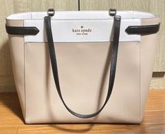 kate spade トートバッグ　ホワイト/ベージュ/ブラック　A4収納可