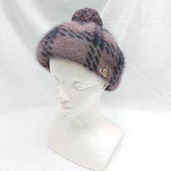 美品✨viviennewestwood オーブ金具 ベレー帽 チェック柄 買うファッション - 美品 Vivienne Westwood チェック柄 ベレー