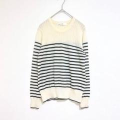 バビロン　ニット　長袖　F ボーダー　薄手　シンプル　カジュアル　ホワイト
