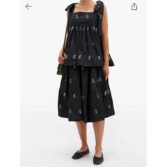 〓CECILIE BAHNSEN〓フローラル刺繍シルク混タフタ リボン ビスチェ