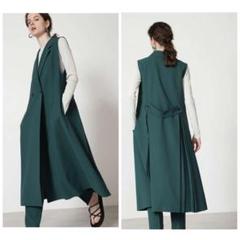 【極美品】 アドーア 22AW ロングジレ ジレジャケット マキシ丈 緑 38 極美品】 アドーア 22AW ロングジレ ジレジャケット マキシ丈 緑 38