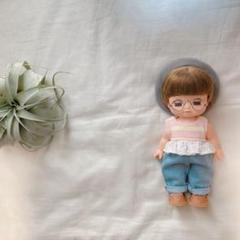 メルちゃんソランちゃん　ピンクボーダーペプラム＆デニムとベレー帽