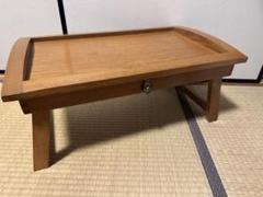 ヴィンテージ　オーク材　フリップ　サイド　テーブル　真鍮　銅　金具　折り畳み式
