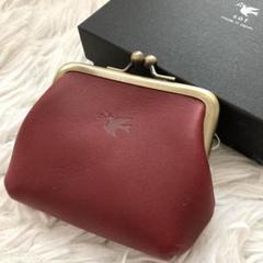 美品　ソット　sot がま口財布　レザーコインケース　小銭入れ　レッド系　ミニ