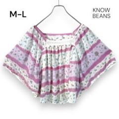 【ノービーンズ】オフショルダー シフォンチュニック M-L ピンク Y240