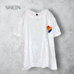 【SHEIN】　カラフルハートプリント　Tシャツ　バックプリント有　ゆったり