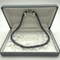 パール　ネックレス6〜7mm リング約9mm シルバー刻印 極美品 ブラック淡水パール ネックレス SILVER刻印 6〜7mm 約